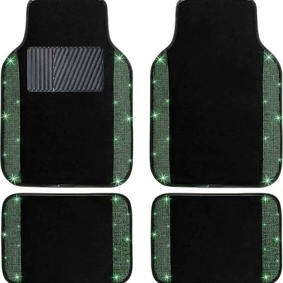 Universal Foot Pad — mats, velvet with sparkling rhinestones - emerald