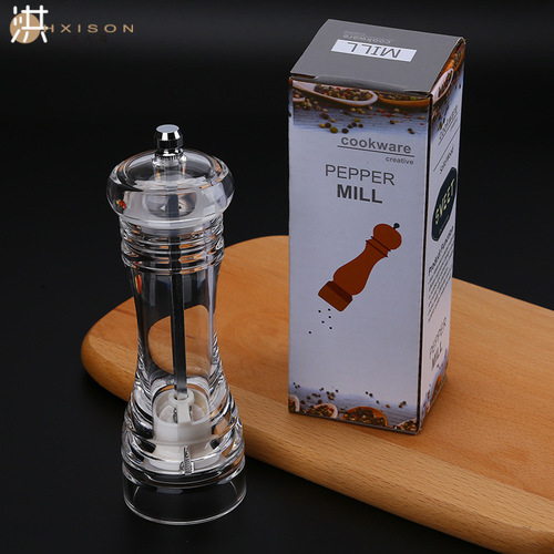 Acrylic pepper grinder, dual-purpose transparent pepper grinder, seasoning bottle, kitchen sea salt and pepper grinder for grinding spices
