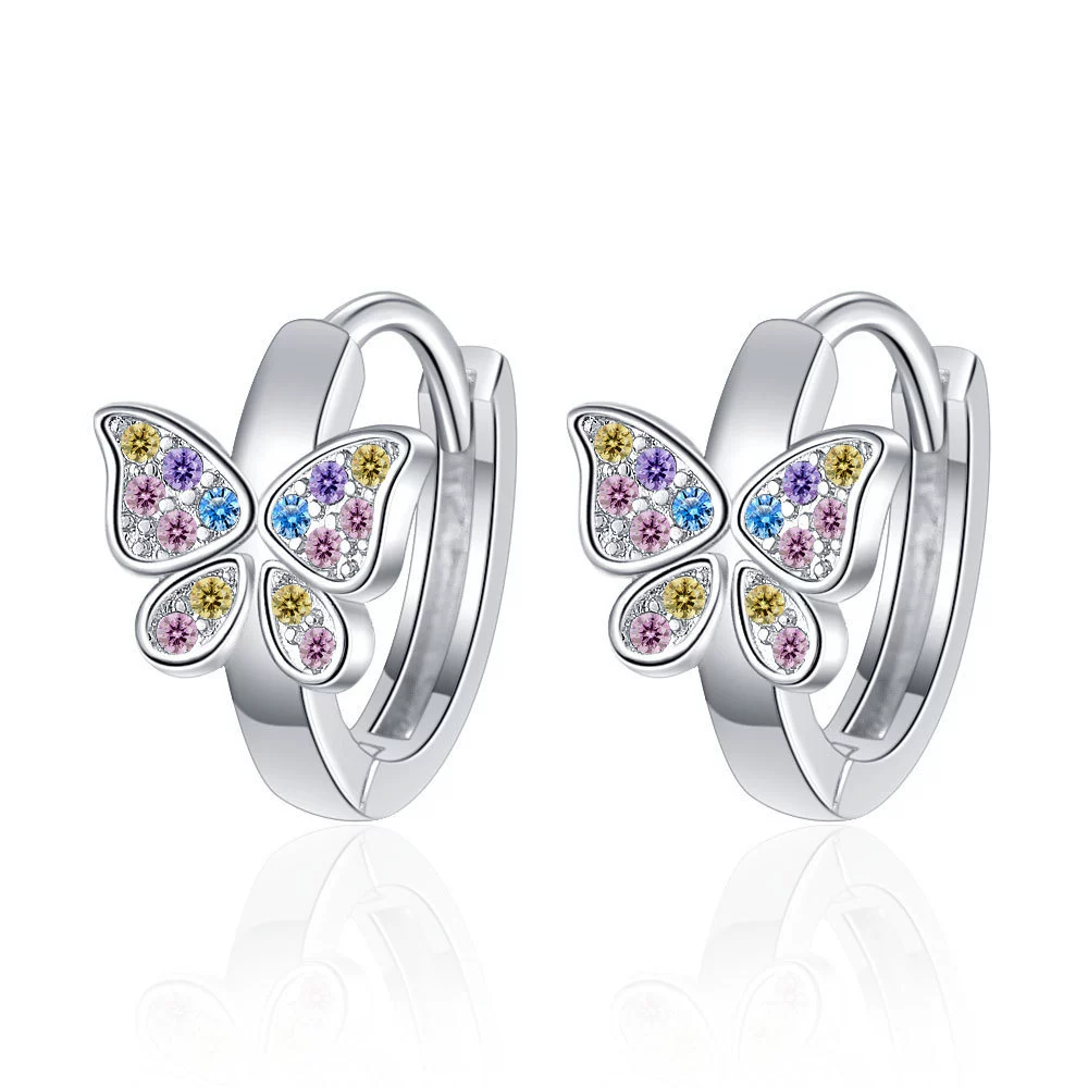 Earrings with bow, zirconium, European style