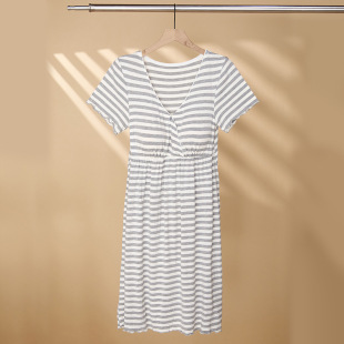 Summer New Large Size Modal Cross Nursing Maternity Dress Casual Home Wear Maternity Dress Bra-Free