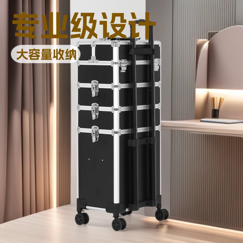 Caja de maquillaje profesional de talón de maquillaje varilla de tracción de gran capacidad de caja de manicuras multicapa caja de herramientas de bordado para almacenar manicurista