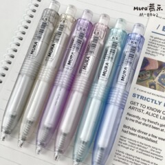 慕楽太っトン透明筆棒小型ポケット筆書き滑らかST先速乾黒0.5押し中性筆
