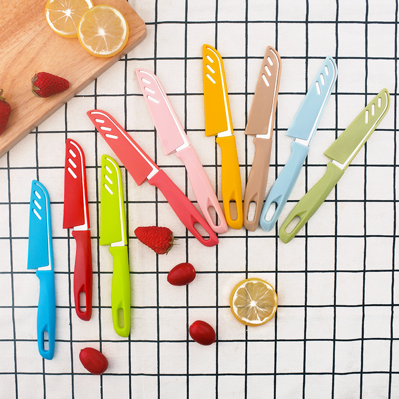 Suministro directo de precio de fábrica Cuchillo pelado de melones y frutas con juego de cuchillos Cuchillo de cocina Cuchillo de melón portátil Cuchillo de fruta pelado de color caramelo