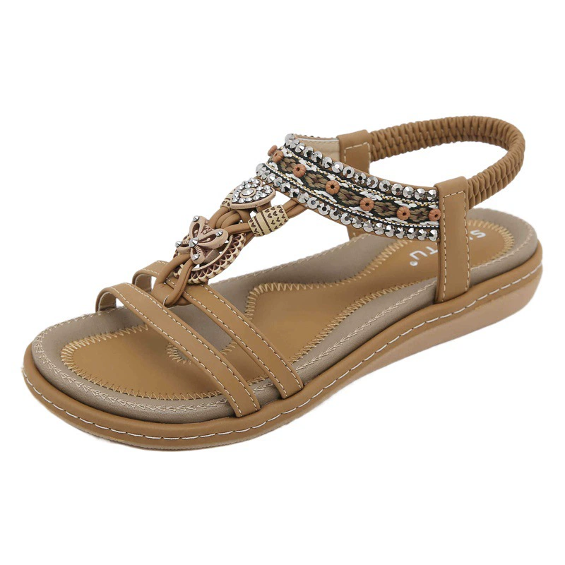 Женские летние сандалии G923-3 Весна/Лето 2025, легкие, удобные, плоские, с эластичной лентой, универсальный модный тренд.