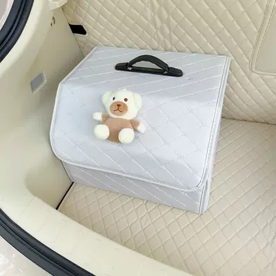 multifunctional sundries box for women: Car storage bag/box - bear-doll-white-storage-box-large
