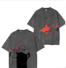 Other Jujutsu Kaisen T-shirt Sukuna Fire Arrow Washed Grey