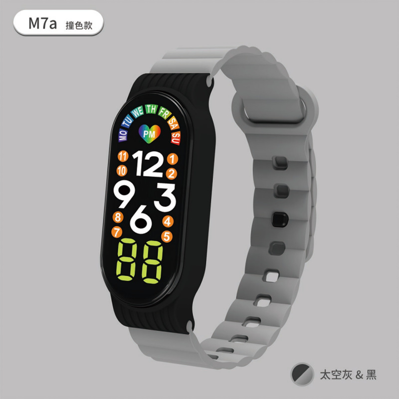 Venta directa de fábrica M 7 M7a contraste color LED reloj electrónico pulsera para niños vida impermeable reloj electrónico en stock al por mayor
