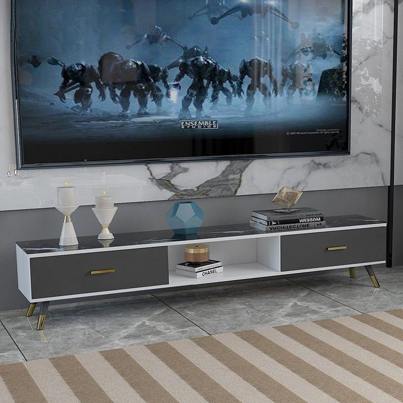 나무 TV 캐비닛: 160 흰색과 검정색 대리석 패턴