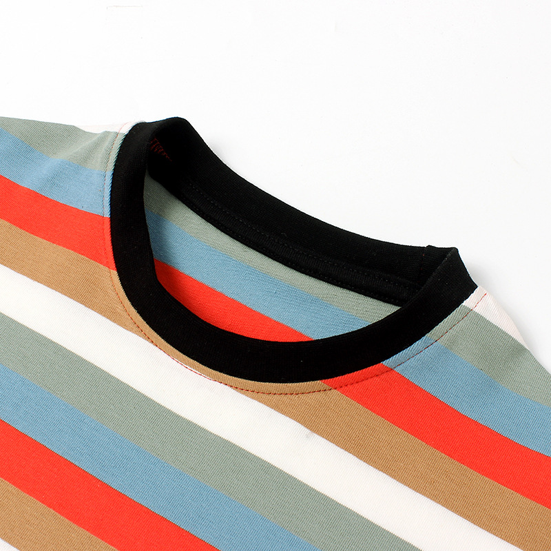 Ropa infantil de estilo coreano de verano nueva camiseta de manga corta para niños grandes a rayas de secado rápido transpirable superior de manga corta para niños al por mayor