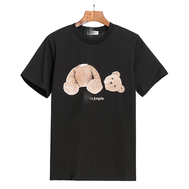 Versión correcta pa marca de moda oso roto manga corta palmera High Street ins oso de peluche tiburón hombres y mujeres pareja camiseta
