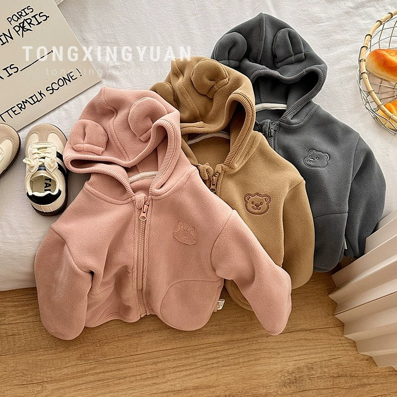 童星圆 Velvet autumn hoody, demi-season children's down jacket for boys, thermal underwear
