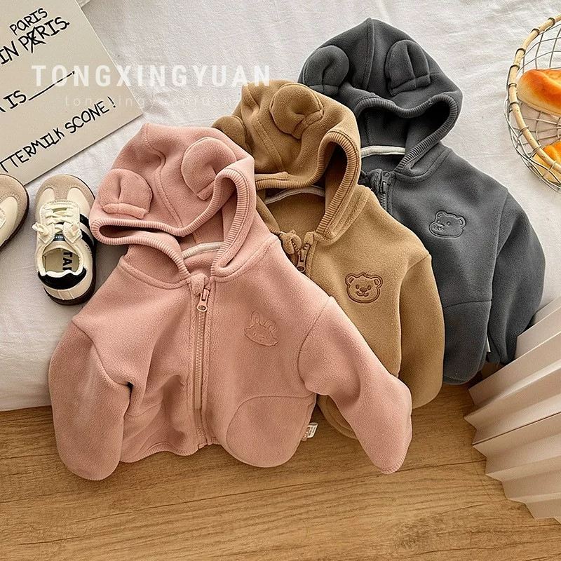 童星圆 Velvet autumn hoody, demi-season children's down jacket for boys, thermal underwear
