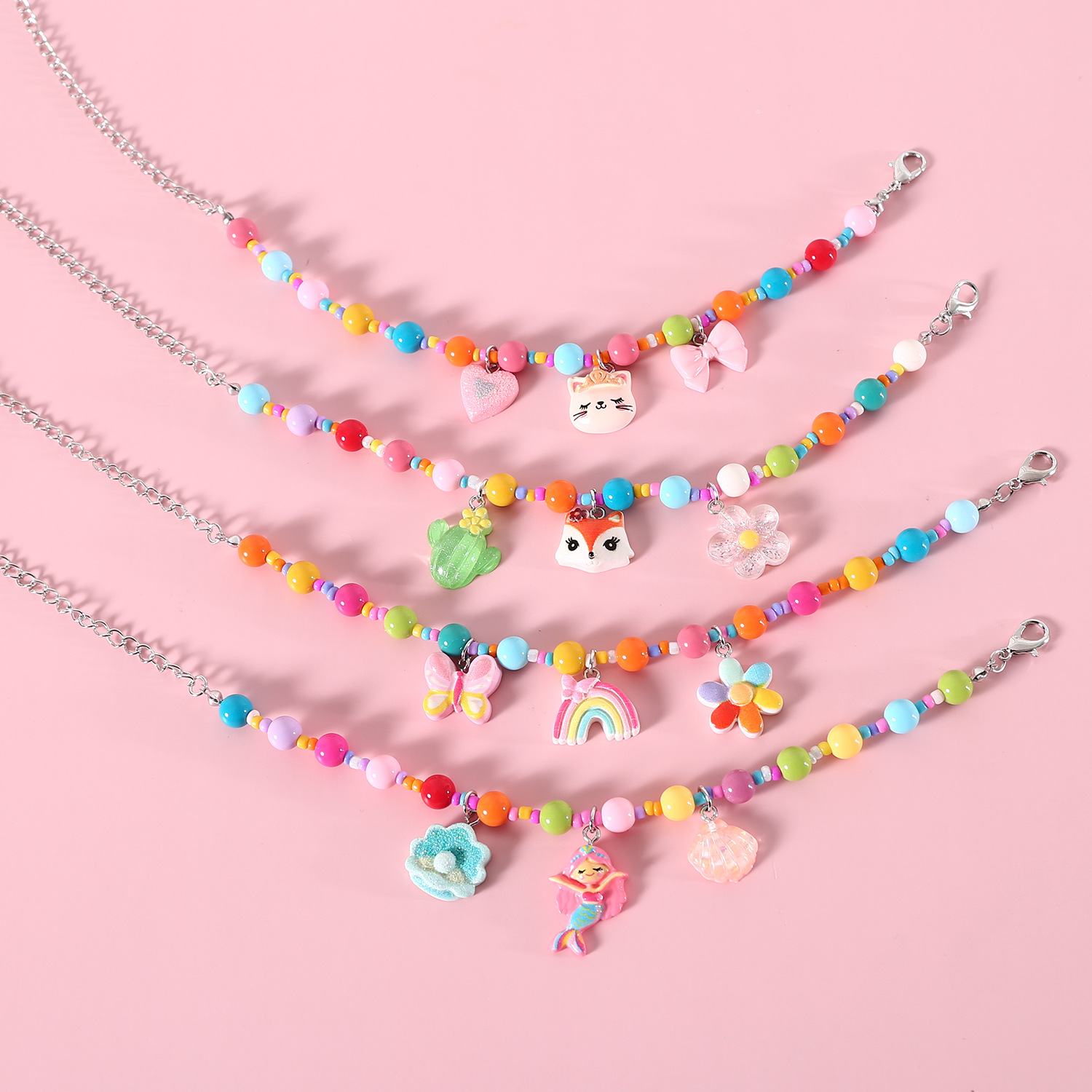 Collar de perlas de color para mascotas que osos Malzies gatos lindos arco iris sirena collar princesa