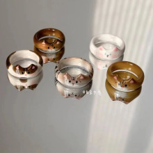 卡通童趣可爱珐琅滴釉猫咪戒指小众设计少女心百搭动物学生指环