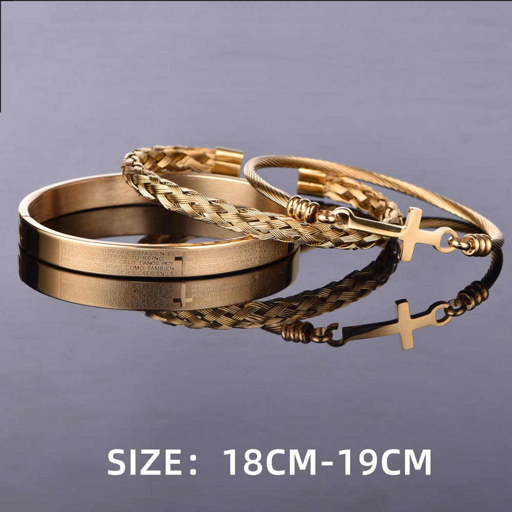 80g Weight Glam Cross Stainless Steel Plating Bracelets