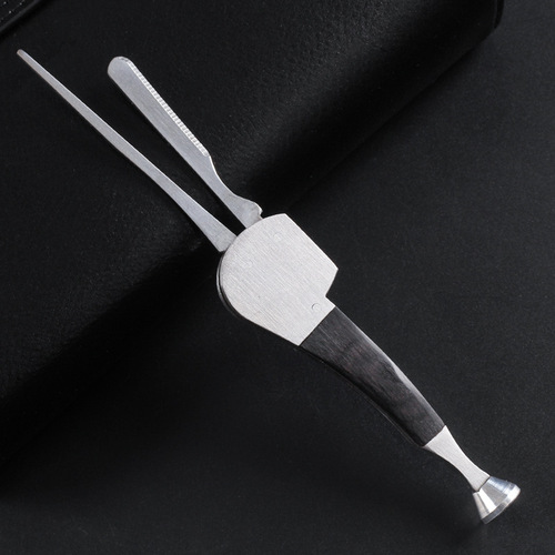 Ebony pipe stainless steel three-in-one tobacco knife tool wholesale pipe knife pressure stick ebony scraper pipe cleaning