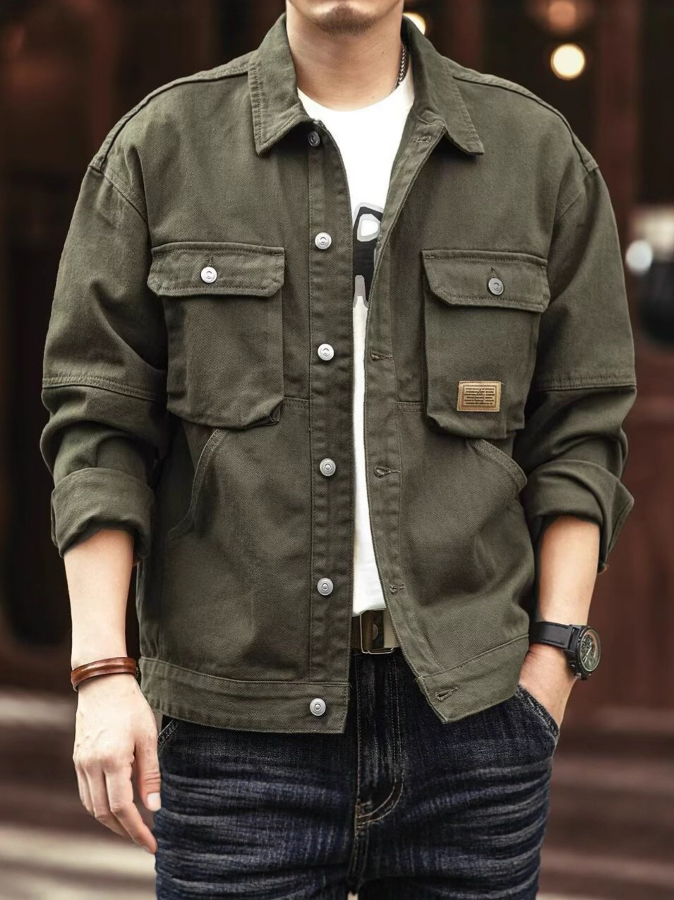 American Retro Heavyweight Denim Jacket for Men, Trendy High-End Loose Stylish Workwear Jacket, Versatile Top Clothing