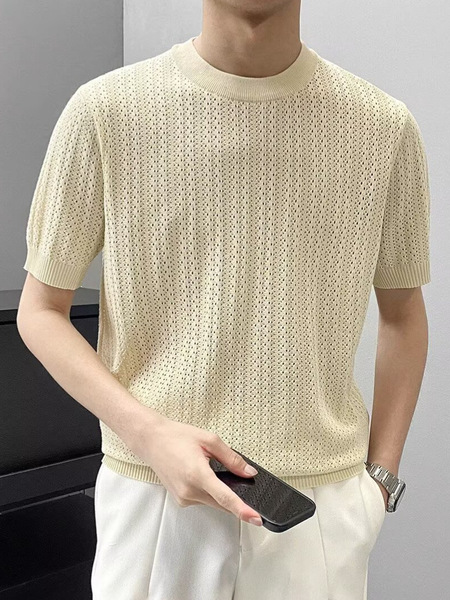 Men's summer silk small design knitted universal sweater with a…