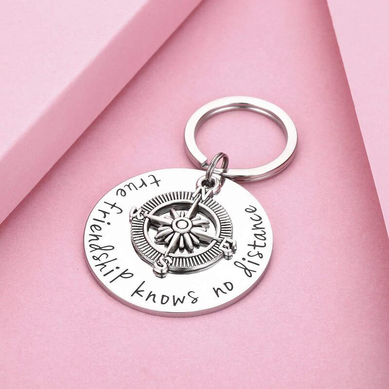 Amazon True Friendship Knows No Distance Stainless Steel Keychain