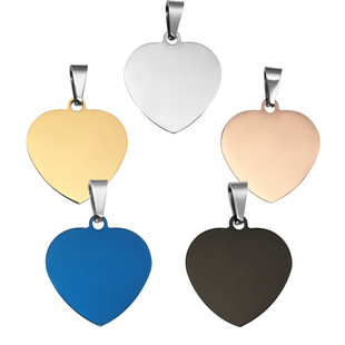 Cross-Border Stainless Steel Heart-Shaped Necklace Pendant Titanium Steel Peach Heart Pendant Holiday Gift Gift Laser Engraving Logo