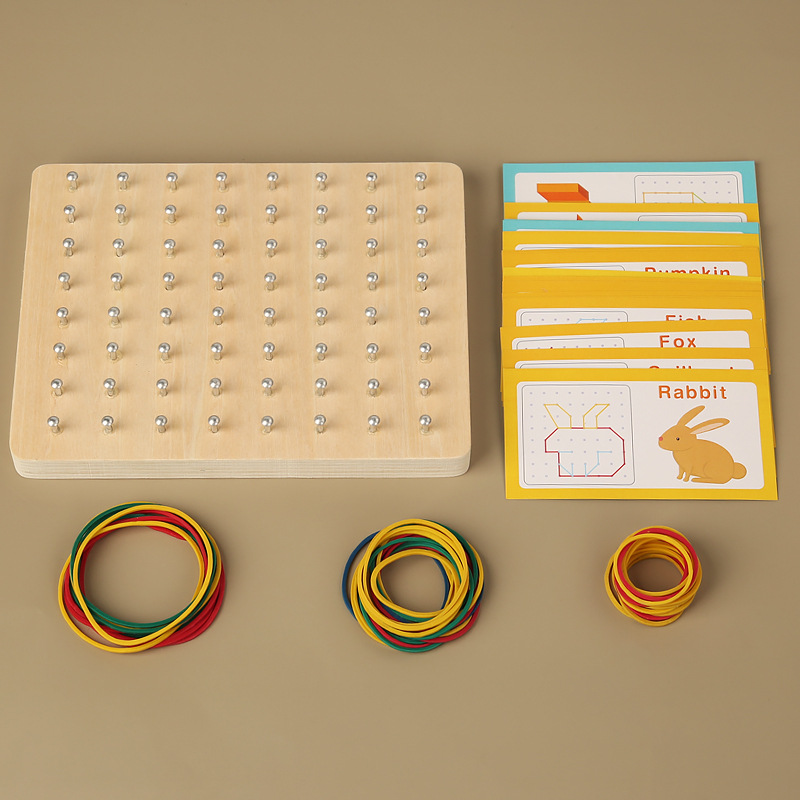 De madera de los niños educación temprana montessori forma geométrica creativa tablero de uñas material didáctico kindergarten bebé juguetes educativos