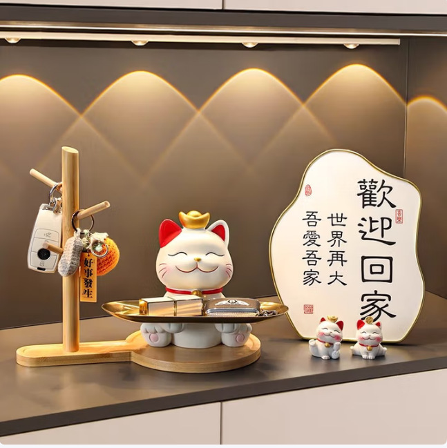 招き猫入戸口下駄箱鍵収納玄関装飾品置物リビングルームホーム引っ越し新居ギフト|undefined