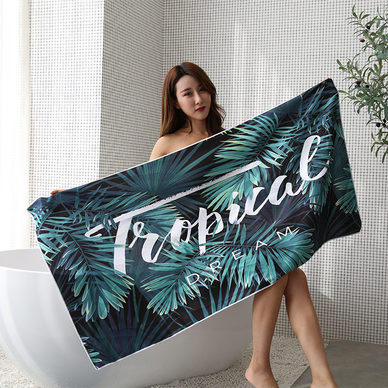 Amazon microfiber beach towel printed quick-drying hotel swimming bath towel double-sided velvet beach towel for foreign trade