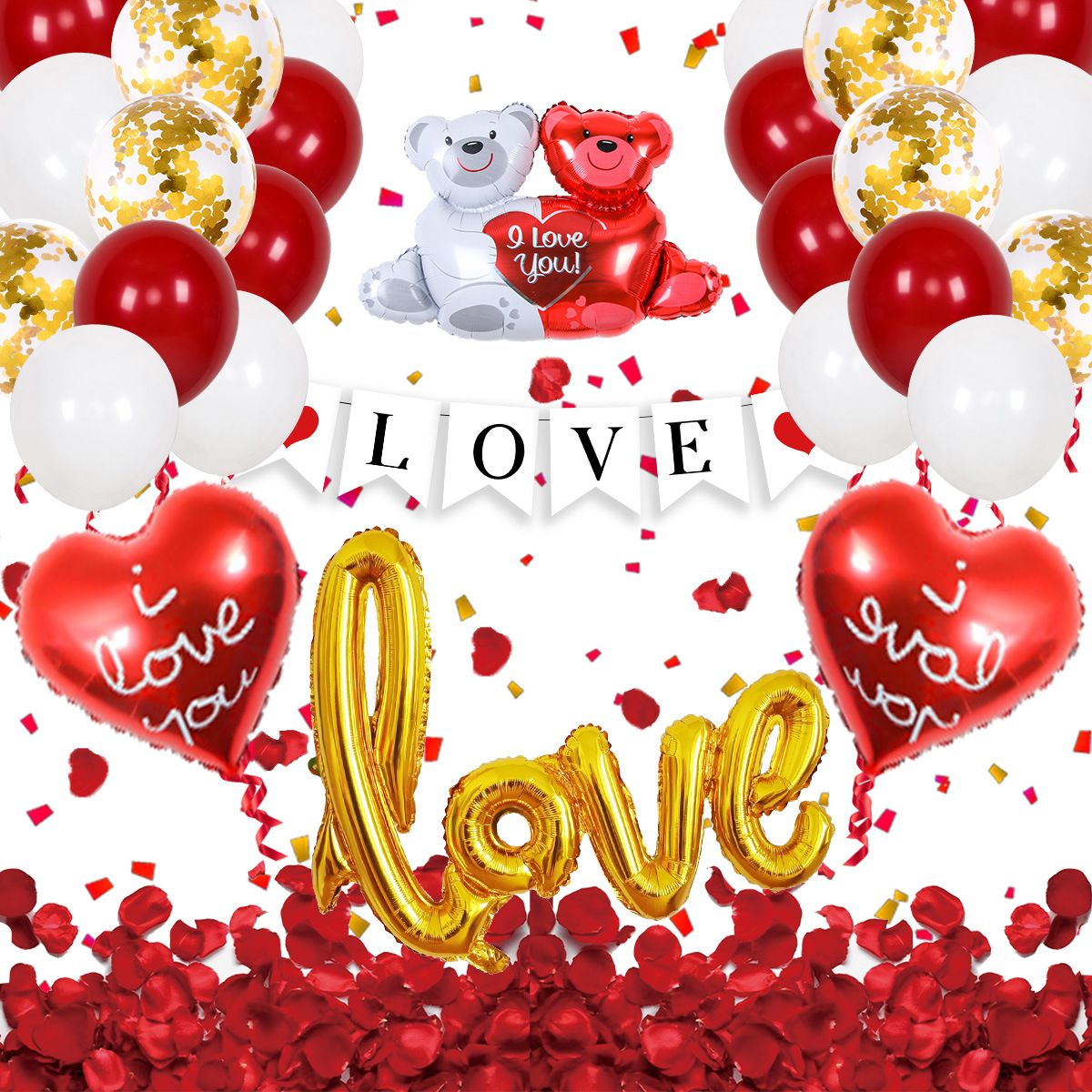 Transfronterizo de una sola pieza amor boda amor habitación espiral de aluminio película de látex globo decoración Día de San Valentín globo confesión