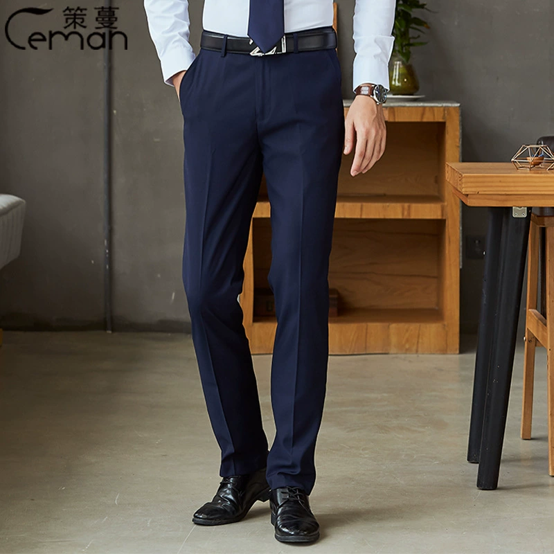 Западные брюки Мужские рабочие брюки для мобильной компании Скрытый синий 2022 Новое осеннее платье для бизнес-зала Брюки Прямые брюки Длинные брюки