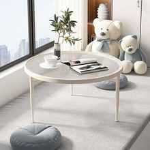 现代轻奢圆形阳台钢化玻璃小茶桌简约边几北欧家用小户型客厅茶几