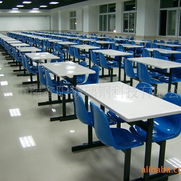 食堂餐桌椅学校学生员工厂4人6人8人连体快餐桌椅生产不锈钢餐桌