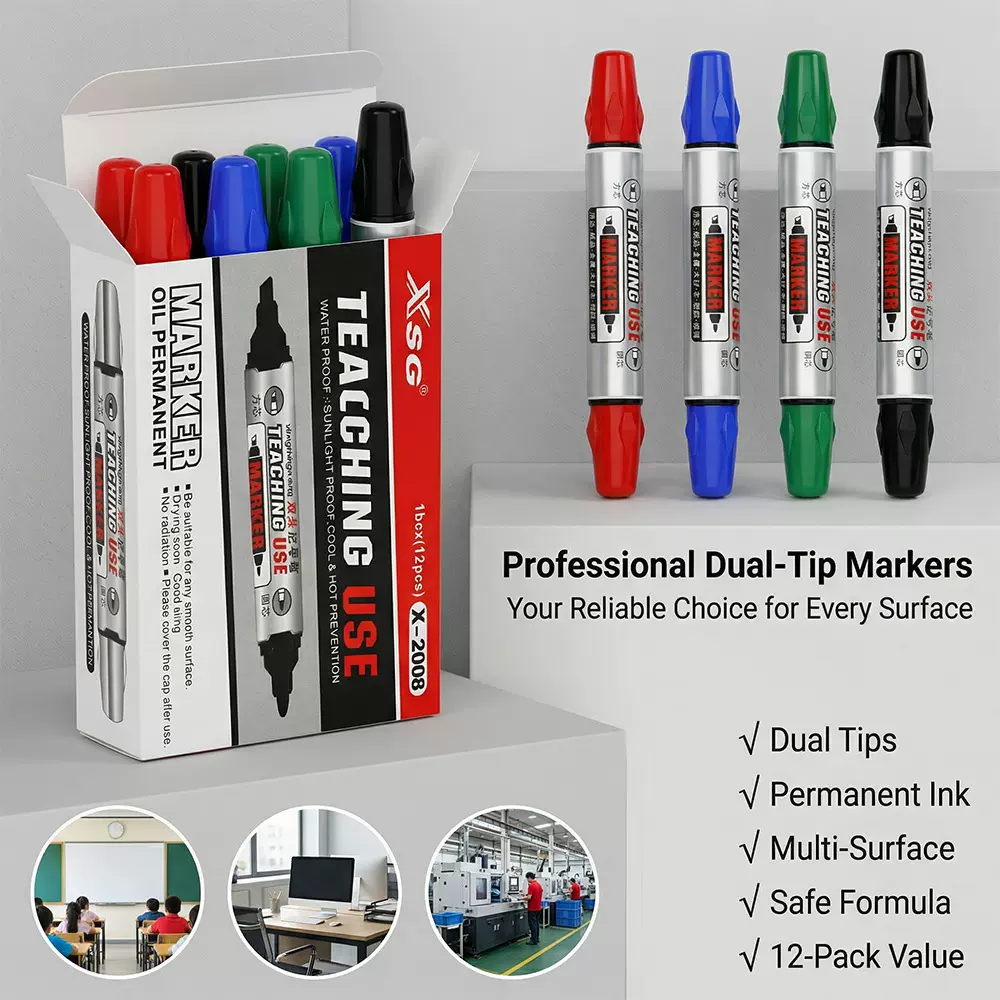 跨境大号特粗双头防水记号笔油性书写流畅方便实用大容量记号笔