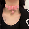 Small bell, plush choker, necklace with bow