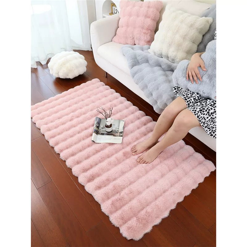 Ковер в кремовом стиле, прикроватное одеяло для спальни, искусственный мех кролика, новый коврик для журнального столика на балконе, гостиной, утолщенный полный чехол, высококачественный светлый люкс