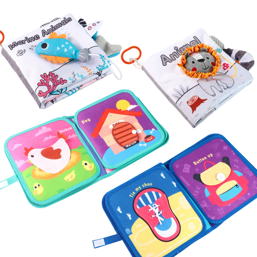 Iluminación transfronteriza, juguetes de libros de tela para bebés y niños pequeños, libros de tela quietos, educación temprana, velcro cognitivo, puede morder y romper libros