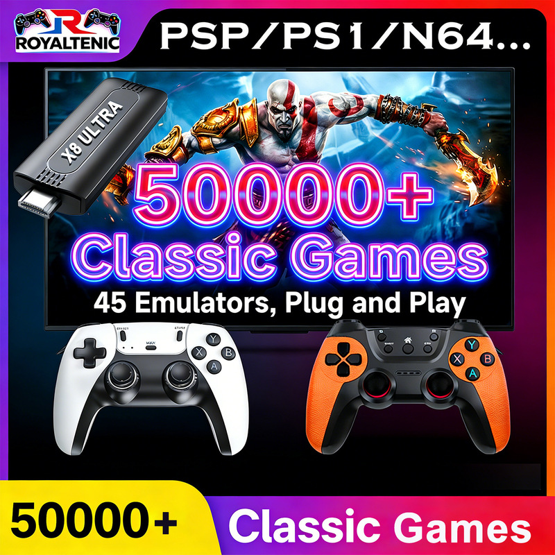 X8 Ultra Game Console with 50,000+ Games Psp Ps1 God of War 4 Emulator Plug-And-Play Retro Game Console