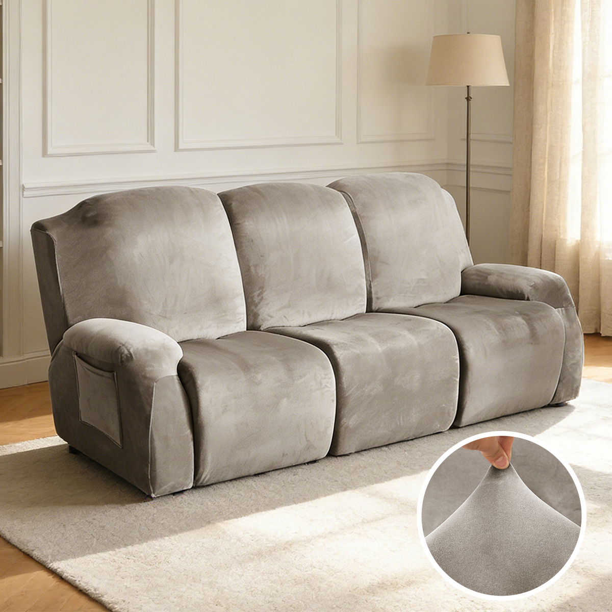 Transfronterizo spot al por mayor de color sólido elástico plata de lana de Fox Chivas sofá cubierta todo incluido grueso Chivas sillón cubierta