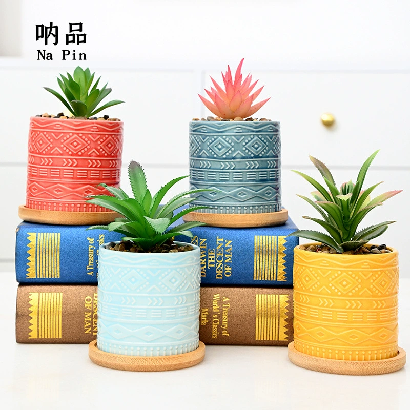 Napin Внешняя торговля Экспорт керамический рельефный прямой мясистый небольшой цветочный горшок трансграничный специально для новых продуктов на полках прямые продажи с фабрики