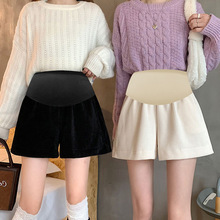 孕妇裤秋冬季雪尼尔灯芯绒新款短裤 搭配袜裤外穿阔腿短裤