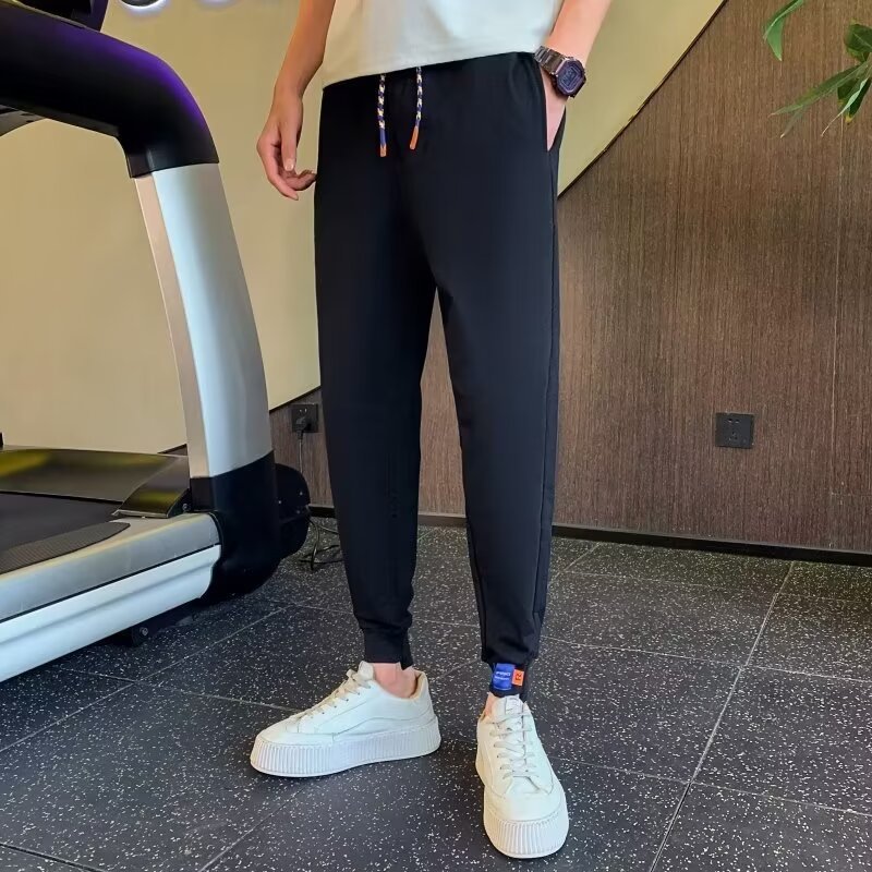 Fitted trousers for leisure, autumn, drawstring