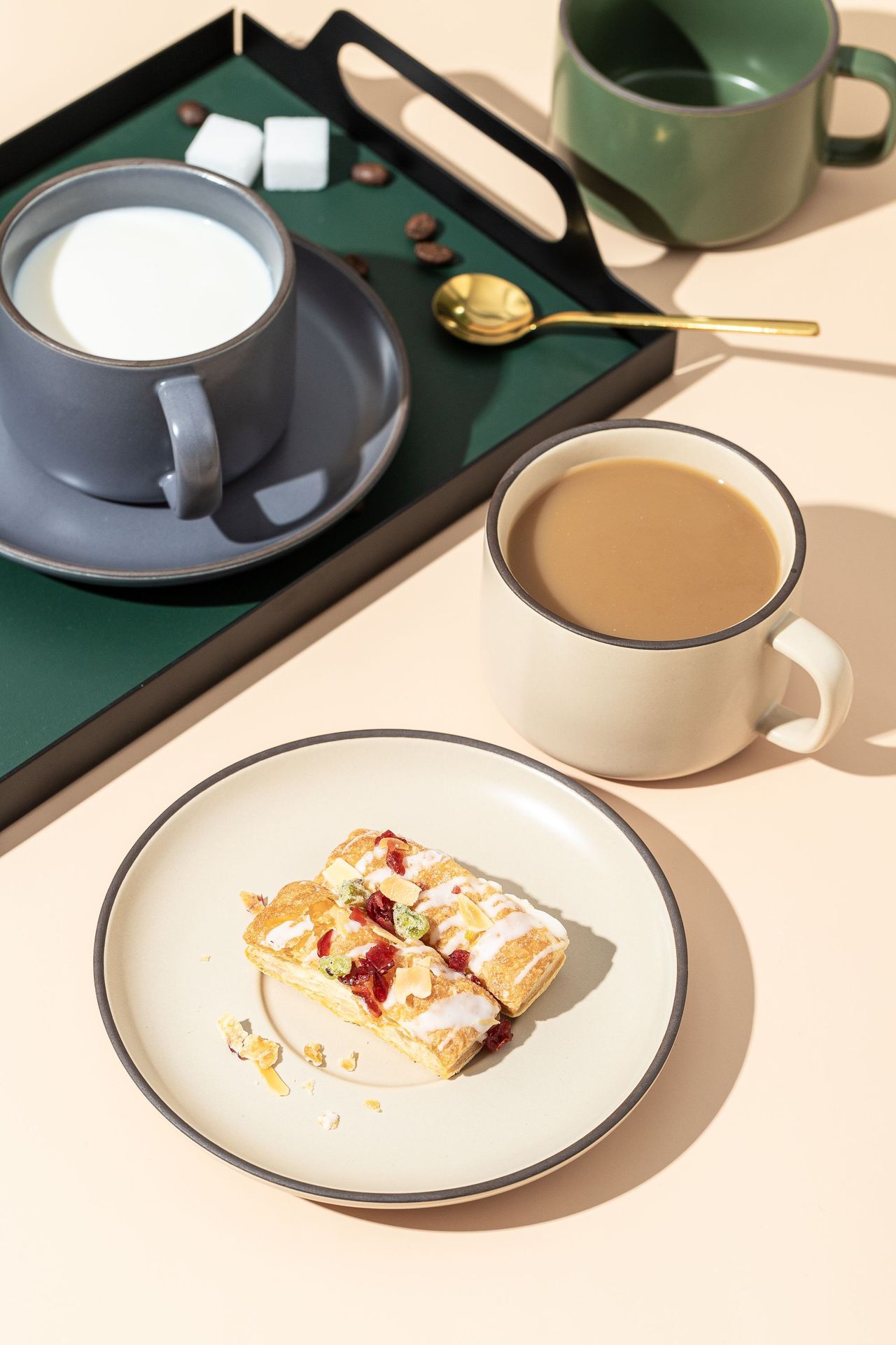 哑光色釉陶瓷咖啡杯碟批发