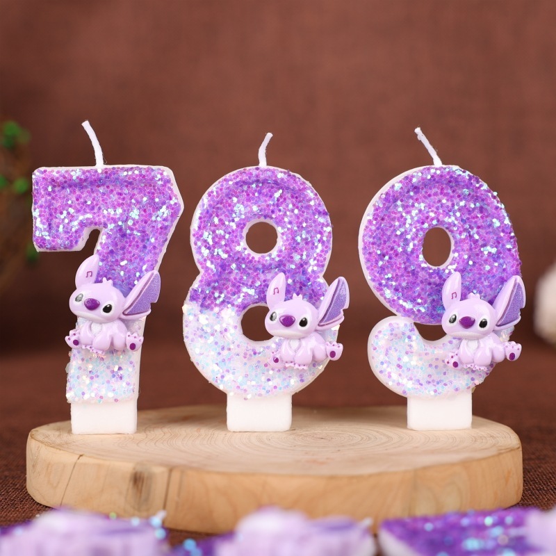 インターネット有名人パープルスティーディデジタルキャンドル誕生日ケーキデコレーションパーティーオーナメントプラグインクロスボーダー特別な手作りキャンドル|undefined