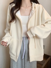 秋季装女士卫衣2025年新款冬季加绒美式复古oversize连帽开衫外套