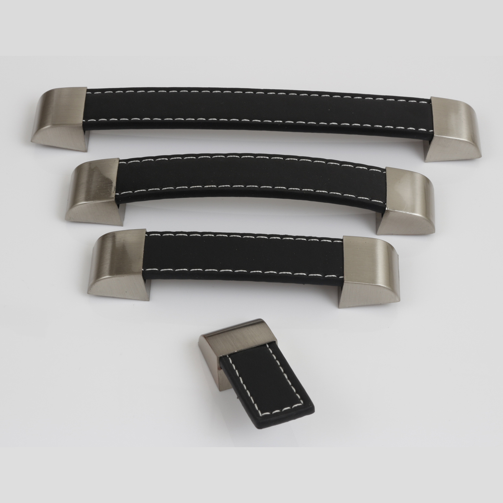 Modern minimalist cabinet and wardrobe handles, leather pulls, European-style wardrobe handles, long bar-shaped handles in brown and black, single-hole door handles