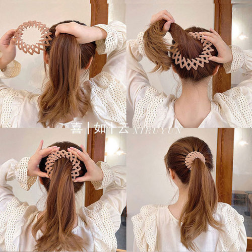 Temperamental flocking bird's nest hair ring hair iron for girls to tie high ponytail, internet celebrity  new grabber headgear