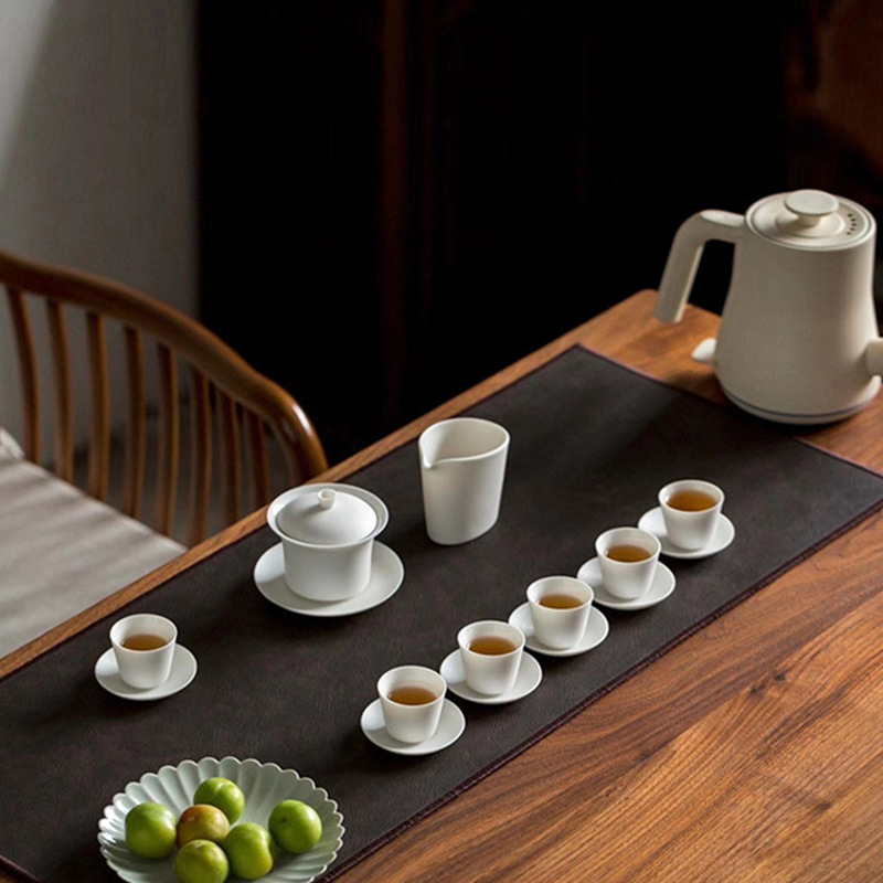 Juego de taza de té justa de tazón blanco de luna nuevo juego de té de Kung Fu chino juego de caja de regalo reunión de oficina regalo hecho a mano