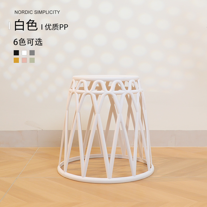 Moderno minimalista nórdico redondo taburete engrosada silla hogar adulto ocio silla de plástico respaldo taburete ligero apilamiento