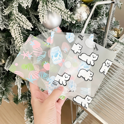 Ins-style cute cartoon bear milk bottle strawberry shell flat pocket card package bag card package material