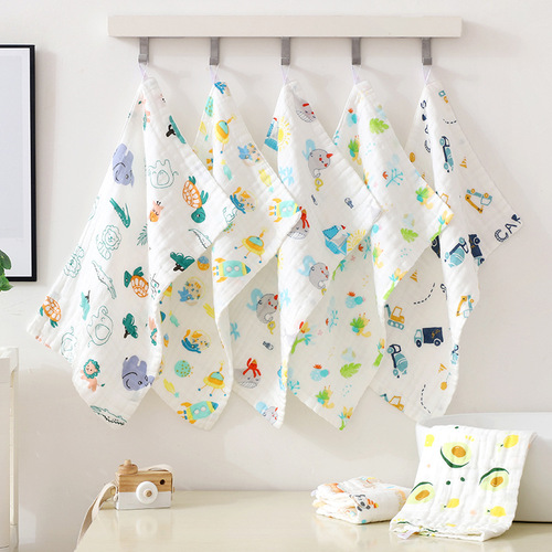 Baby gauze square towel, children's towel, six-layer pure cotton small towel, 6-layer children's towel, wash towel, face towel