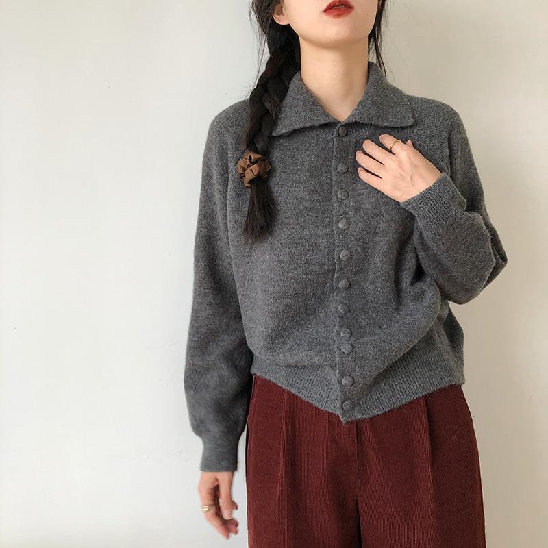 Yifantai 秋と冬の新しいタートルネックニットカーディガン女性のレトロ韓国スタイル怠惰なスタイルのハイエンドルーズセータージャケット|undefined